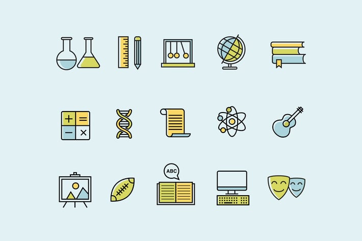 15 School Subject Icons