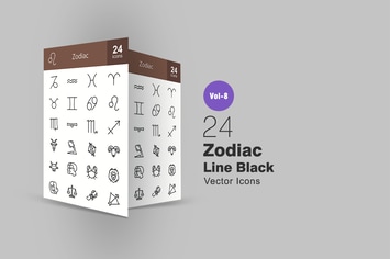 24 Zodiac Line Icons