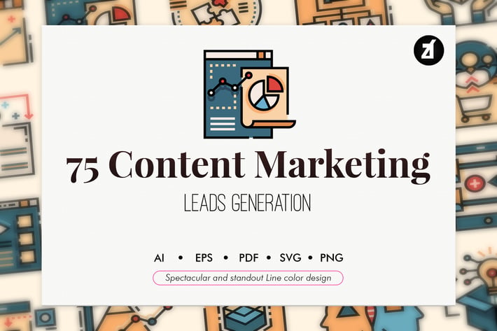 75 Content marketing elements line color design