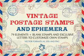 Vintage Postage Stamps And Ephemera Vector Set