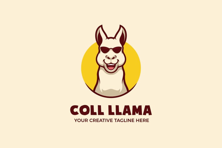 Cool Llama Wear Glasses Mascot Character Logo