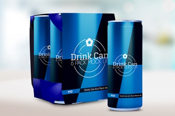 Drink Can & 6 Pack Mock up