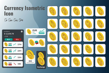 25 Iconset Isometric for Currency