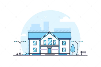 Apartment house - line design style illustration