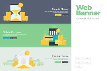Flat Design Banner Concept for Banking