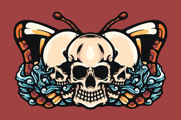 Skulls And Butterfly