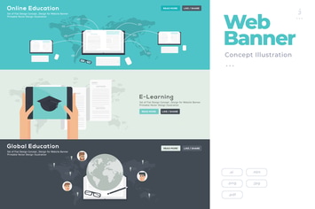 Flat Design Banner Concept for Education