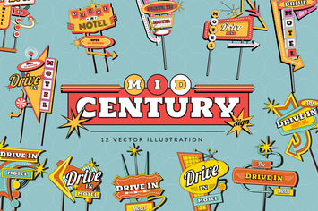 Mid Century Sign System Illustration