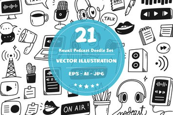 Kawaii Podcast Doodle Set