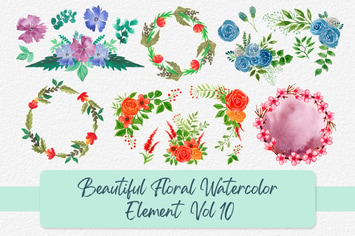 Beautiful Floral Watercolor Elements Vol 10