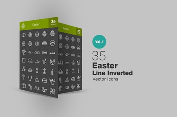 35 Easter Line Inverted Icons