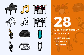 28 Music Instrument Icon Pack