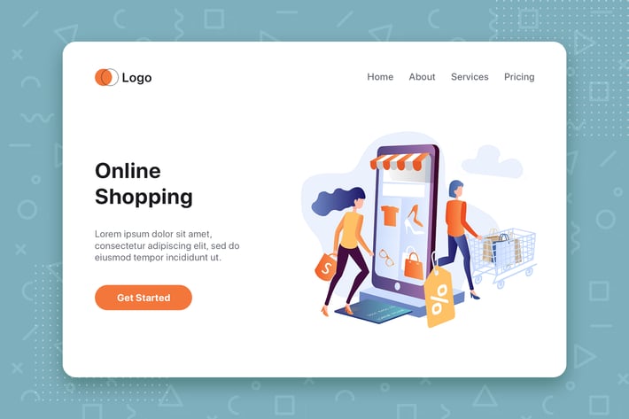 Online Shopping flat concept for Landing page