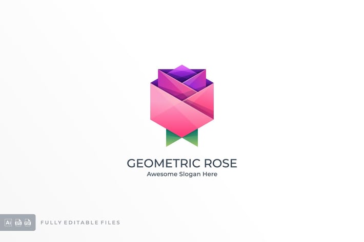 Geometric Rose Color Logo Template