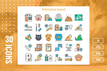 30 Iconset Veterinarian with 5 styles variant
