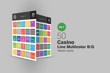 50 Casino Line Multicolor B/G Icons