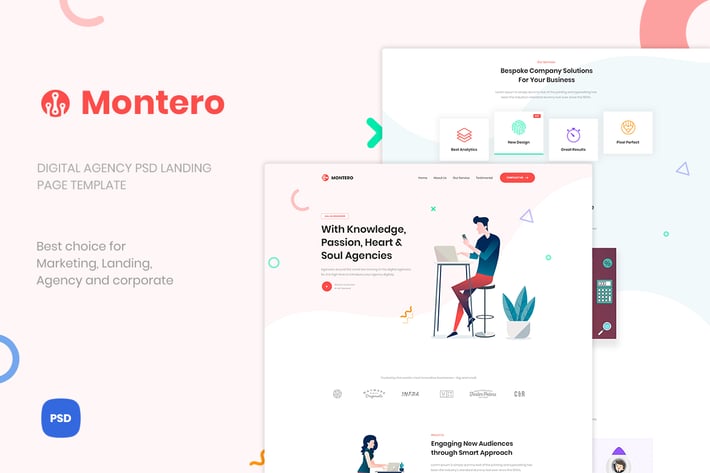 Montero - Digital Agency PSD Landing Page Template