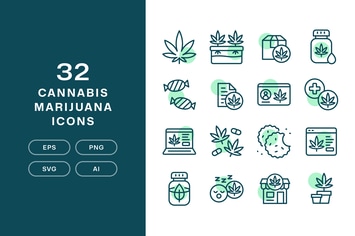 32 Cannabis Marijuana Icons