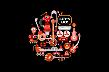 Modern Recording Studio round shape illustration