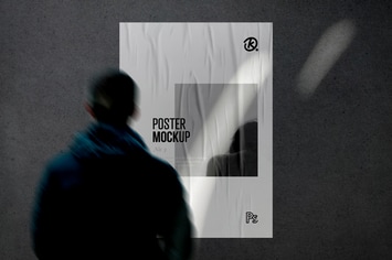 Glued Poster Mockup with Shadow Overlay