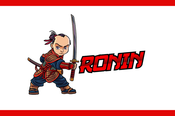 Cartoon Ronin Samurai Character Mascot Logo