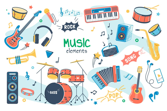 Music Concept Isolated Elements Set