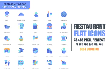 Simple Set Restaurant and Food Flat Icons
