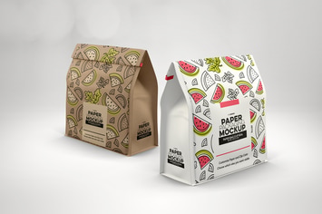 Paper Bags with Clip Seal Packaging Mockup