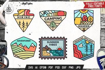 Camping Badges Bundle. Adventure Labels Design SVG