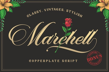 Marchell Font+ Bonus Vector Flowers 