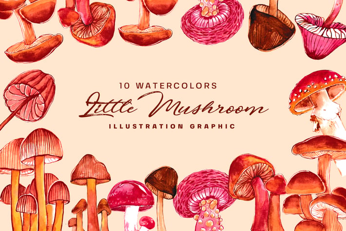 Watercolor Mushroom 