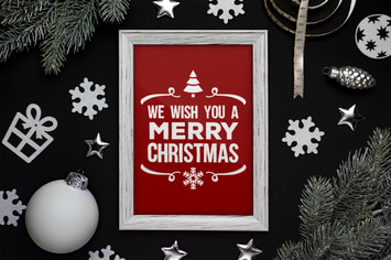 Christmas picture frame mockup