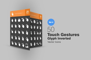 50 Touch Gestures Glyph Inverted Icons