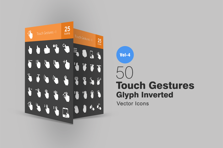 50 Touch Gestures Glyph Inverted Icons