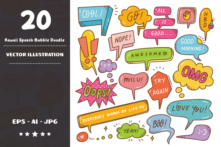 Kawaii Speech Bubble Doodle Set