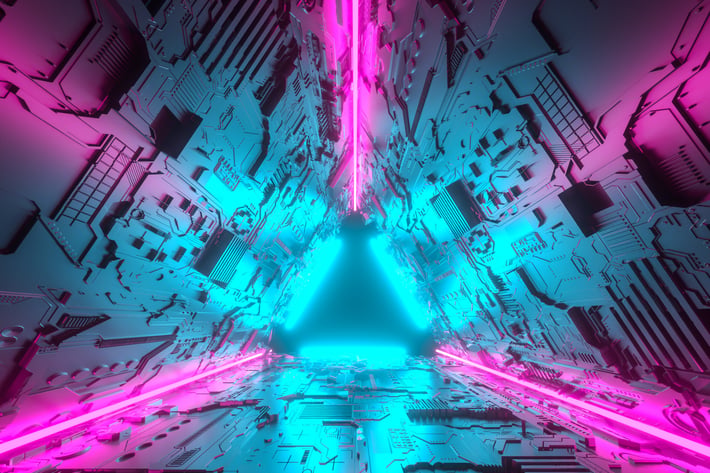3D Illustration. Futuristic sci-fi tunnel corridor
