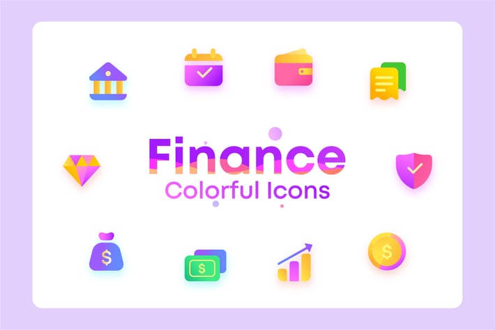Colorful Invest, Finance, bank, Illustration Icons