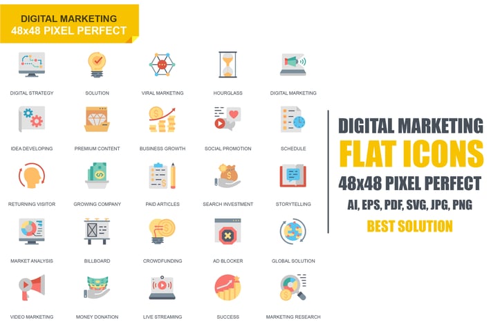 Simple Set Business and Marketing Flat Icons