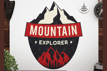 Mountain Explore Badge / Vintage Travel Logo Patch