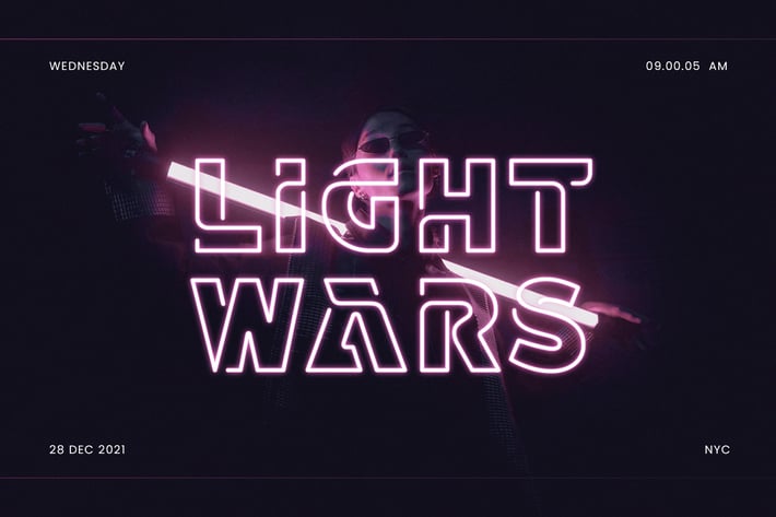 Retake - Outline Neon Font - Techno Scifi Sans