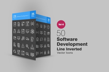 50 Software Development Line Inverted Icons