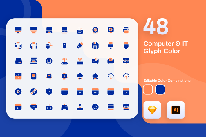 Computer & IT Glyph Color Icon Set