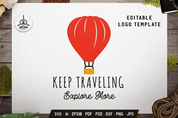 Keep Traveling Label Template. Balloon Flat Badge