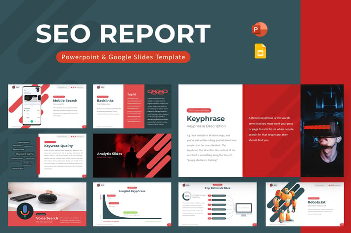 SEO Report Powerpoint & Google Slides Template