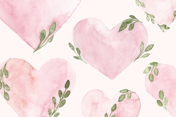 Valentines Day Pink Watercolor Heart Illustrations