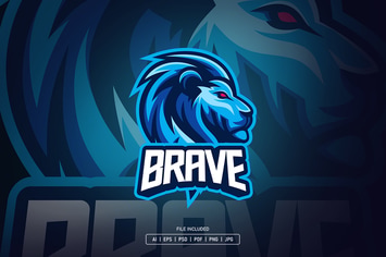 Lion brave esport logo template