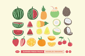 Summer Fresh Fruits Doodle