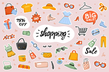 Shopping Cute Stickers Set