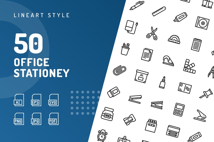 Office Stationery Line Icons