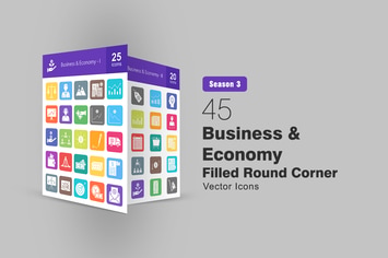 45 Business & Economy Filled Round Corner Icons